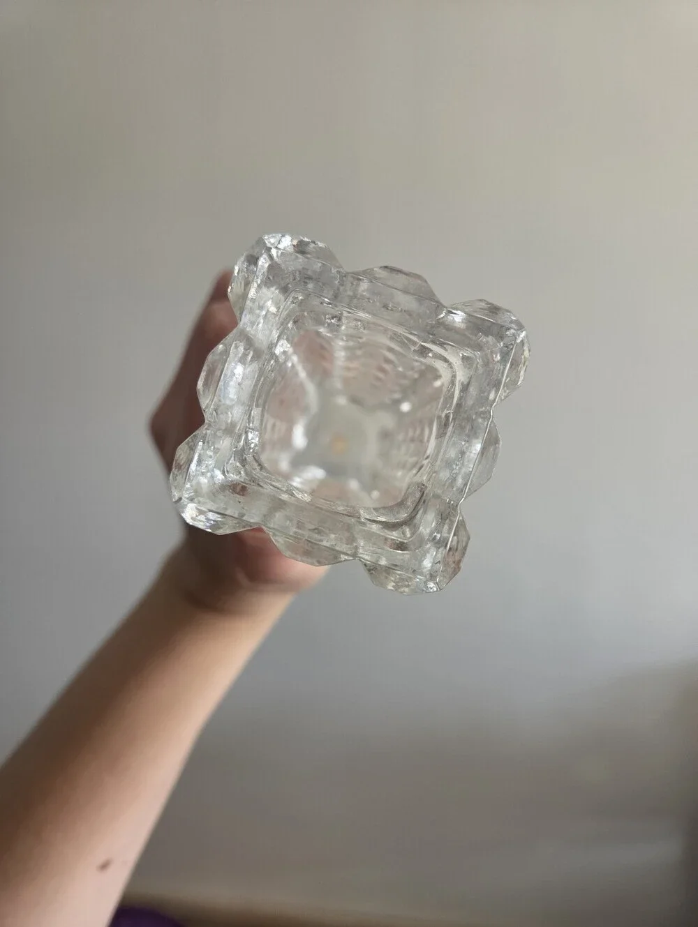 Vintage Hungarian Crystal Bud Vase 3D Checkered Pattern Heavy Clear Glass